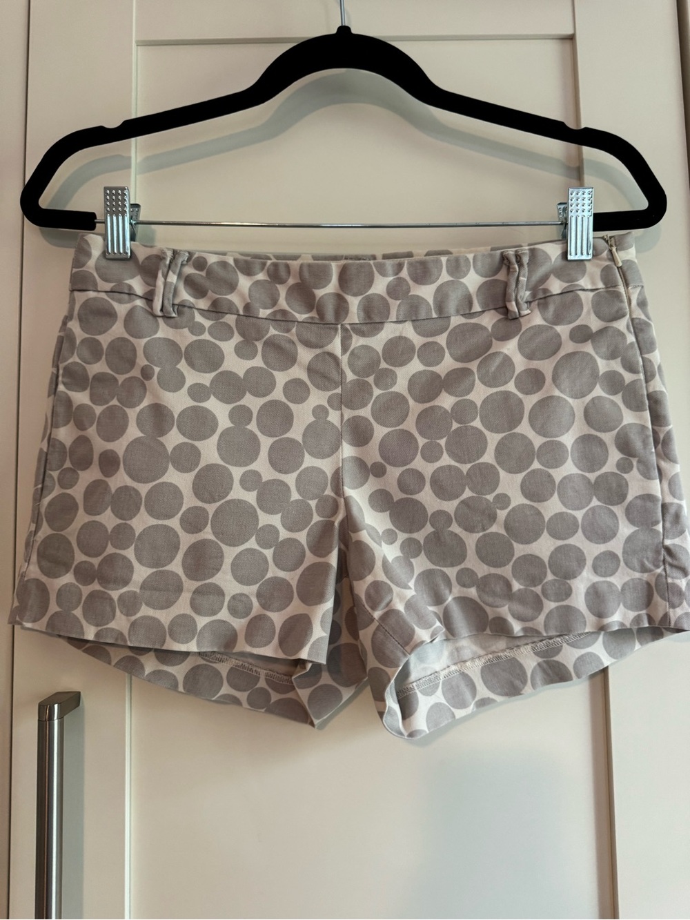 J. Crew Cream and Gray Polka Dot Stretch Shorts